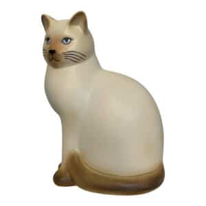 Gustavsberg – Katten Måns vit brun Maxi 29 cm hög, porslinsfigur – design Lisa Larson