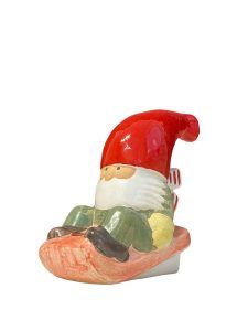 Gustavsberg Vintersport – tomte som åker Pulka, ljusstake – design Lisa Larson