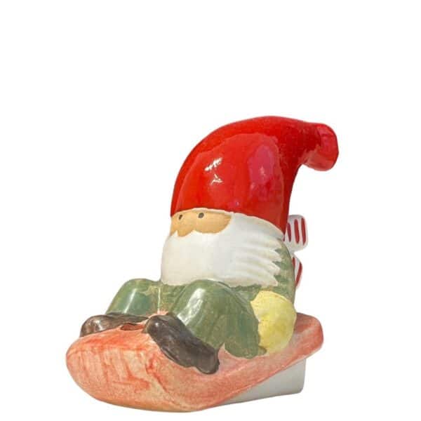 Gustavsberg - Vintersport - Tomte som åker Pulka - Ljusstake design Lisa Larson