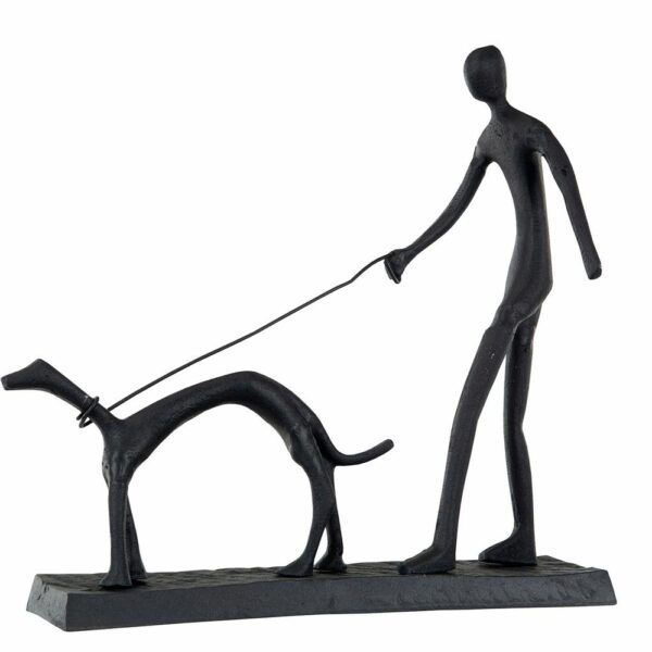 Staty Man och Hund Svart
