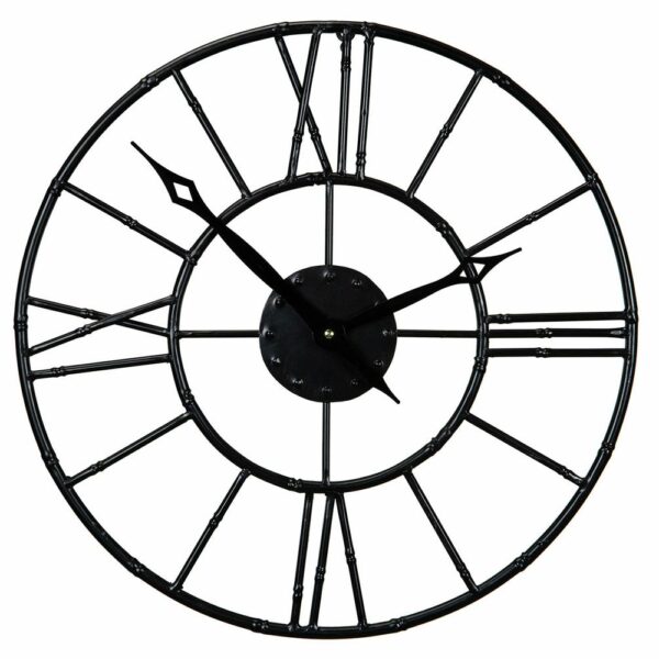 Klocka Metall Bambu Svart