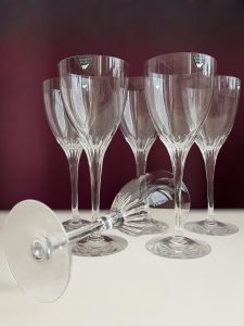 Orrefors Lisbeth – 6 st vinglas – design Henning Koppel – vintage