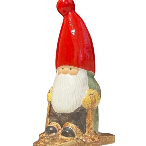 Gustavsberg - Vintersport - Tomte som åker skidor - Ljusstake design Lisa Larson