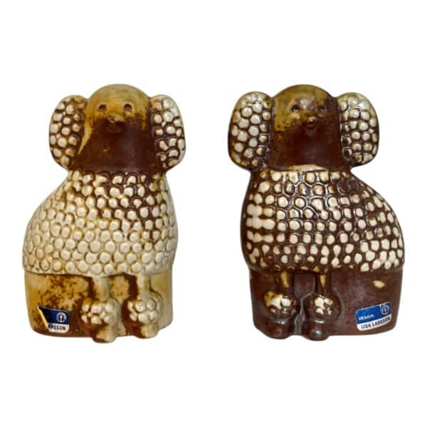 Gustavsberg - Figurin - Kennel - 2 st Pudlar  brun  design Lisa Larson