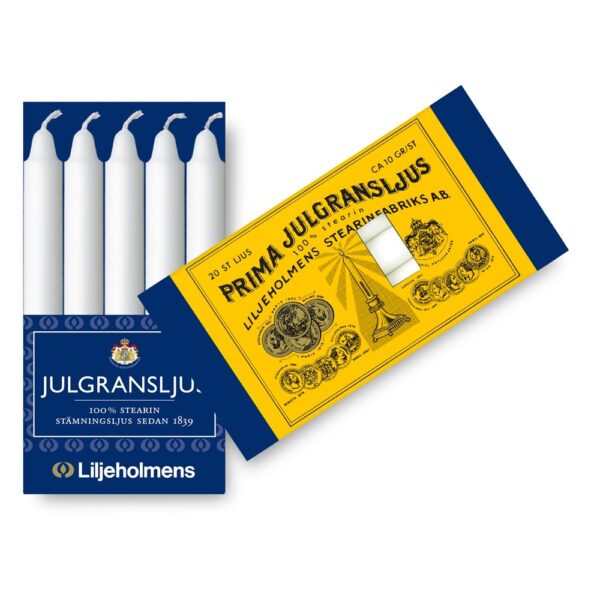 Liljeholmens - 20 pack - Vita Julgransljus stearin ljus / Lisa Larson