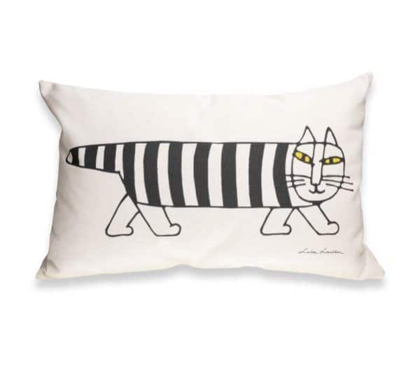 Kuddfodral Katten MIKEY Svart på Off-white 60x40 Design Lisa Larson