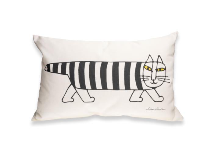 Kuddfodral Katten MIKEY Svart på Off-white 60x40 Design Lisa Larson