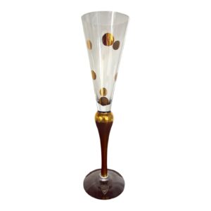 Orrefors - Clown - Champagneglas i kristall Prickar Gold / Guld - Vintage - Designer Anne Nilsson