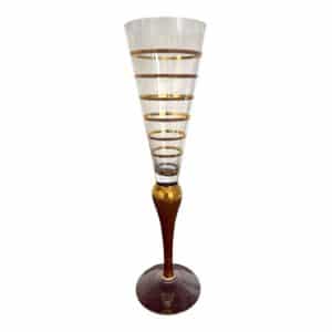 Orrefors - Clown - Champagneglas i kristall Ringar Gold / Guld - Vintage - Designer Anne Nilsson