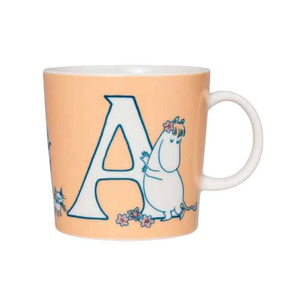 Arabia - Mumin / Moomin - ABC - Stor Mugg - A - 40 CL Orange Design Tove Jansson