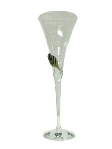 Orrefors Diva – champagneglas i kristall grönt löv – design Erika Lagerbielke – vintage