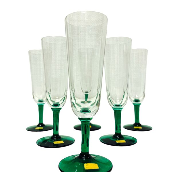 Reijmyre - B6 - 6 st Champagneglas med grön fot design Monica Bratt