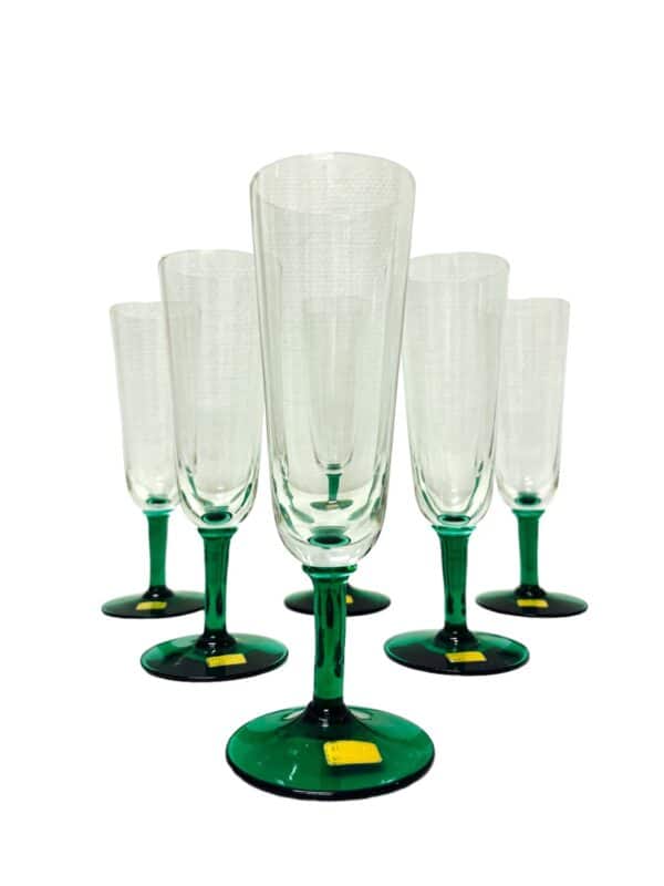 Reijmyre - B6 - 6 st Champagneglas med grön fot design Monica Bratt