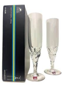 Orrefors Carina – 2 pack champagneglas i kristall – design Ingeborg Lundin – vintage