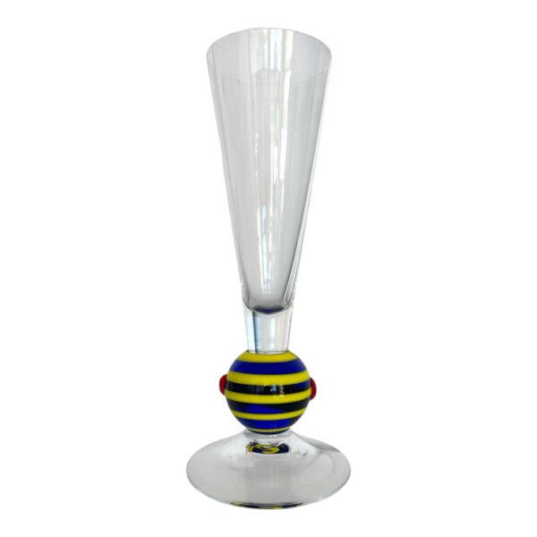 Orrefors  - Orlando - Champagneglas Blå / Gul med röd prick Design Erika Lagerbielke