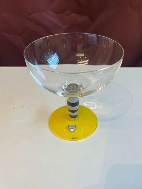 Orrefors - POLKA Clown - Coupe / Champagne glas svart/gul Design Anne Nilsson