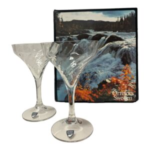 Orrefors Helena – 2 st champagne- och martiniglas i kristall – design Gunnar Cyrén – vintage