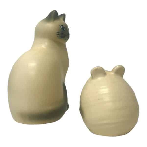 Gustavsberg - Katt & mus " Tom & Jerry " Vit / Grå - Midi design Lisa Larson