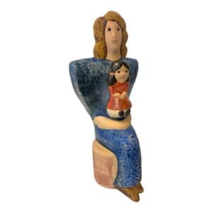 Gustavsberg – Kvinna / Dam / Mamma med mörkhårig Flicka, porslinsfigur – design Lisa Larson