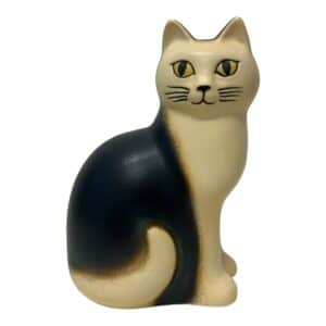 Gustavsberg – Katten Måns Midi svart katt med vit svans, porslinsfigur – design Lisa Larson