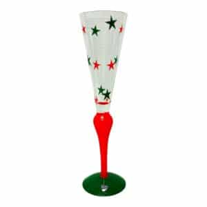 Orrefors Clown – champagneglas i kristall grön Röda Stjärnor – design Anne Nilsson – vintage