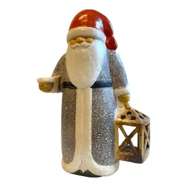 Gustavsberg – stor tomte med lykta grå – design Lisa Larson