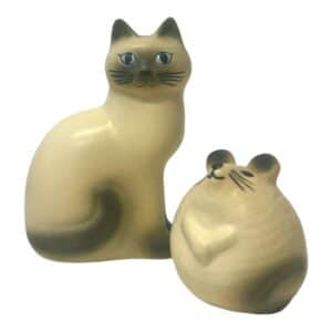 Gustavsberg – katt & mus " Tom & Jerry " vit / grå, Midi, porslinsfigur – design Lisa Larson