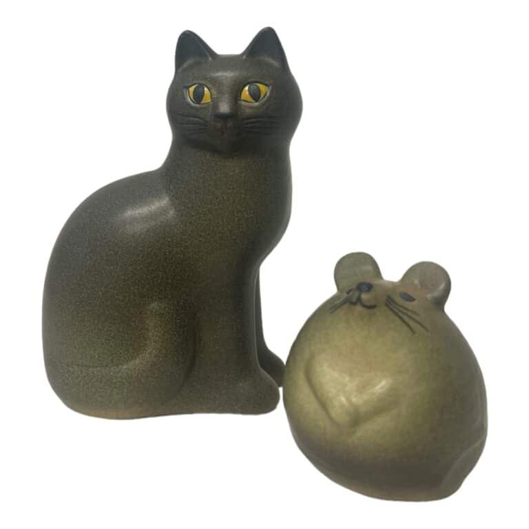 Gustavsberg - Katt & mus " Tom & Jerry " Hel Grå - Midi design Lisa Larson