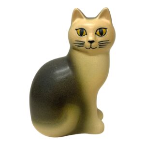 Gustavsberg Katten Måns – Midi Hel svart med vit svans & nos, porslinsfigur – design Lisa Larson