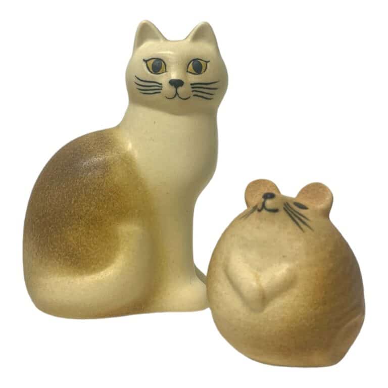 Gustavsberg - Katt & mus " Tom & Jerry " Brun / Vit - Midi design Lisa Larson