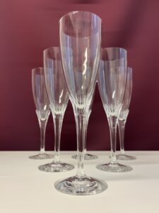 Orrefors Lisbeth – 6 st champagneglas i kristall – design Henning Koppel – vintage