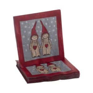 Nääsgränsgården – lunchservett Tittut tomte, röd 33 x 33 cm – design Ruth Vetter