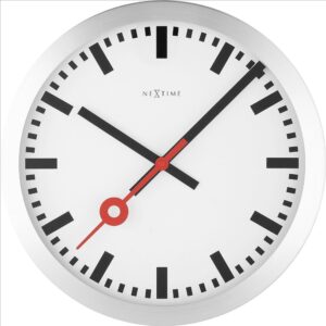 NeXtime – Station Stripe väggklocka Ø 35 cm vit