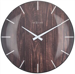 NeXtime – Edge Wood Dome väggklocka 35 cm mörkbrun