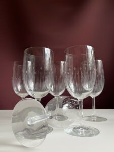 Orrefors Gothenburg – 6 st öl- och rödvinsglas – design Nils Landberg – vintage