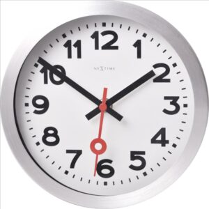 NeXtime – Station Numbers Väggklocka/Bordsklocka Ø 19 cm vit