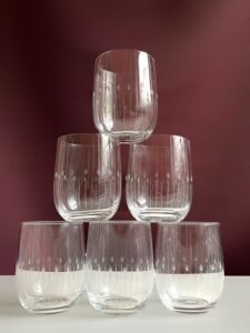 Orrefors Gothenburg – 6 st whisky- och tumblerglas – design Nils Landberg – vintage