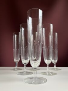 Orrefors Gothenburg – 6 st champagneglas i kristall – design Nils Landberg – vintage
