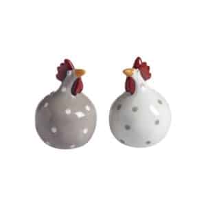 Nääsgränsgården – Salt och peppar höna beige 2-pack, H 8 cm – design Ruth Vetter