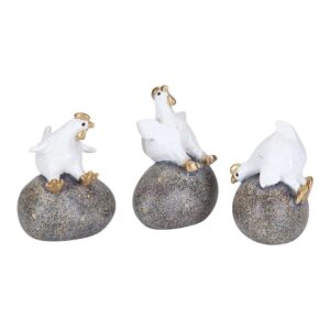 Nääsgränsgården – Hönor på ägg vit/guld 3-pack, H 5,8 cm, tomtefigur – design Ruth Vetter