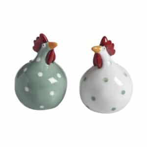 Nääsgränsgården – Salt och peppar höna grön 2-pack, H 8 cm – design Ruth Vetter