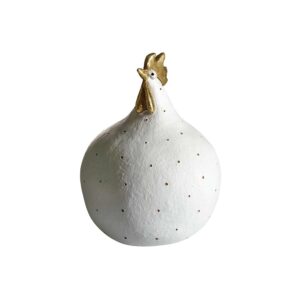 Nääsgränsgården – höna Glamour vit/guld H 13 cm, tomtefigur – design Ruth Vetter