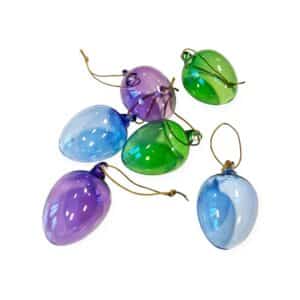 Cult Design – påsk Plumelle glasägg, 6-pack grön blå lila – design Maria Söderberg