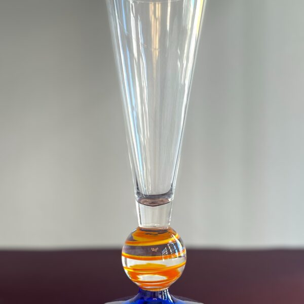 Orrefors  - Orlando - Champagneglas Blå / Orange Design Erika Lagerbielke