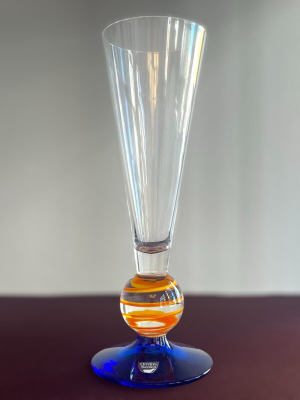 Orrefors  - Orlando - Champagneglas Blå / Orange Design Erika Lagerbielke