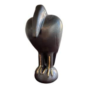 Gustavsberg Fenix – Fågeln Fingal svart / guld dekor på benen, porslinsfigur – design Lisa Larson