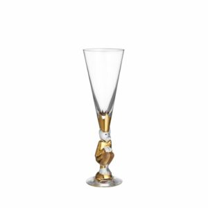 Orrefors The Sparkling Devil – champagneglas i kristall 19 cl guld – design Gunnar Cyrén