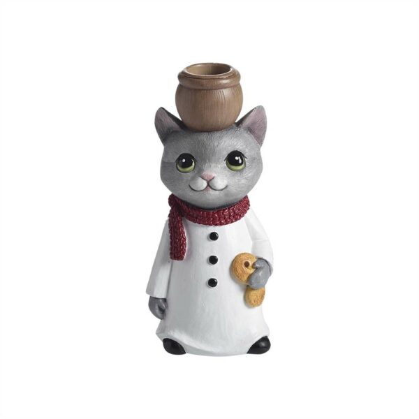 Nääsgränsgården - Ljus Stake Snögubbe Katt med Lussekatt H 15 cm Design - Bild 2
