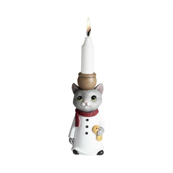 Nääsgränsgården - Ljus Stake Snögubbe Katt med Lussekatt H 15 cm Design