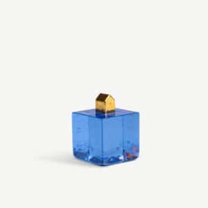 Kosta Boda - Fortress - Cube blå/guld BV AC-23 Designer Bertil Vallien